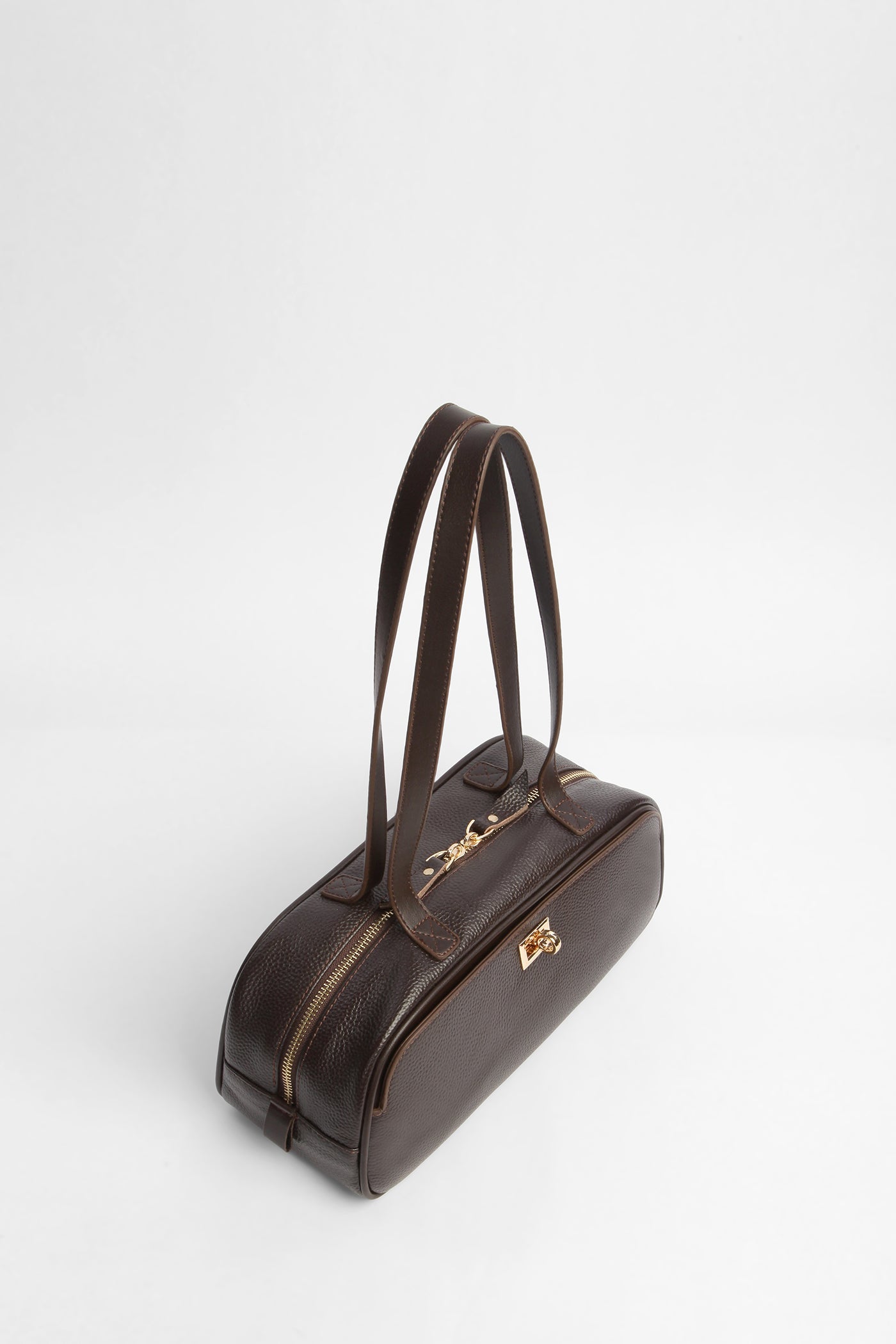 Genuine Leather Textured Shoulder Bag - Coffee – TUĞBA