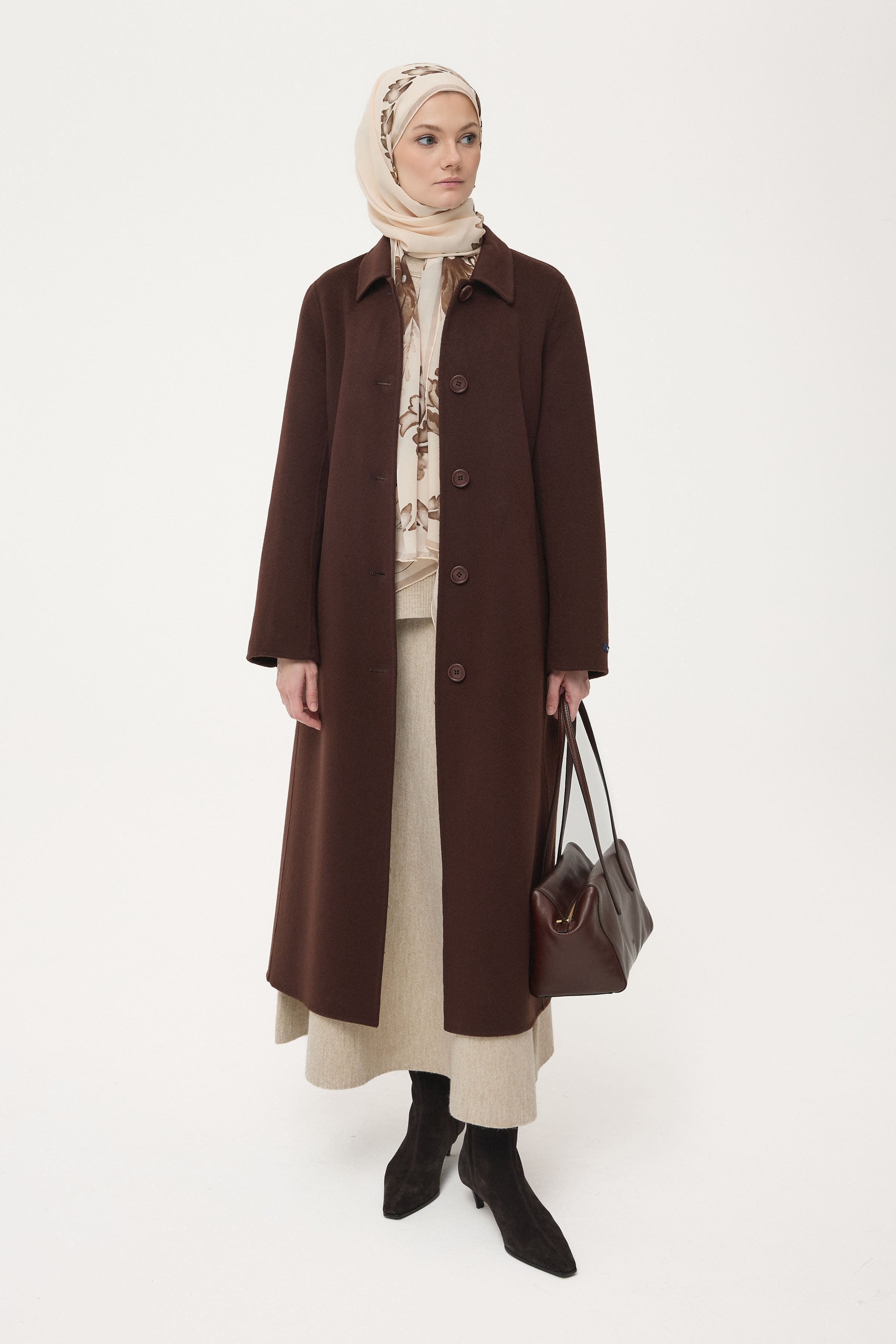 Handmade 100% Wool Shawl Collar Coat – TUĞBA