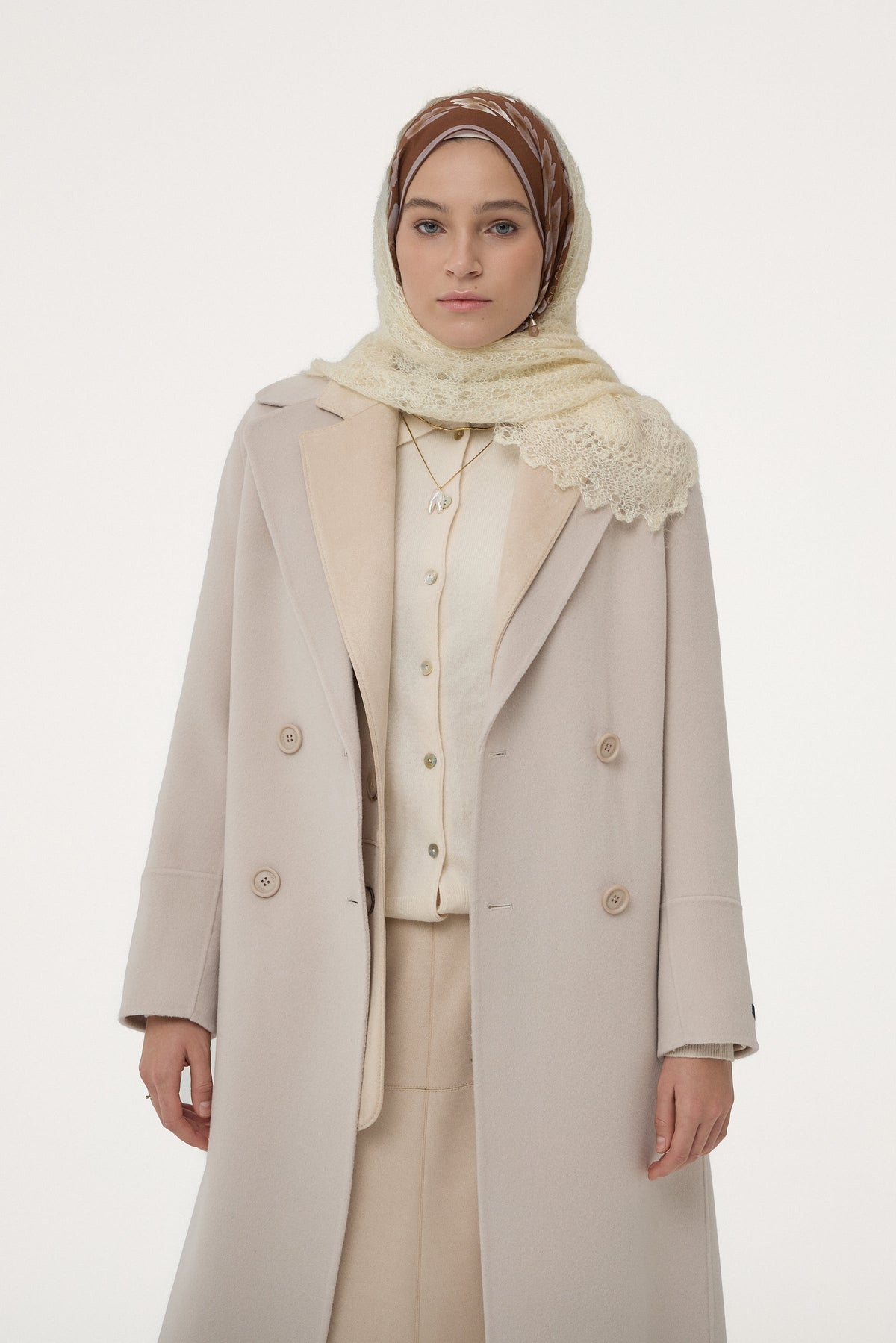 Handmade 100% Wool Double Breasted Coat - Gray