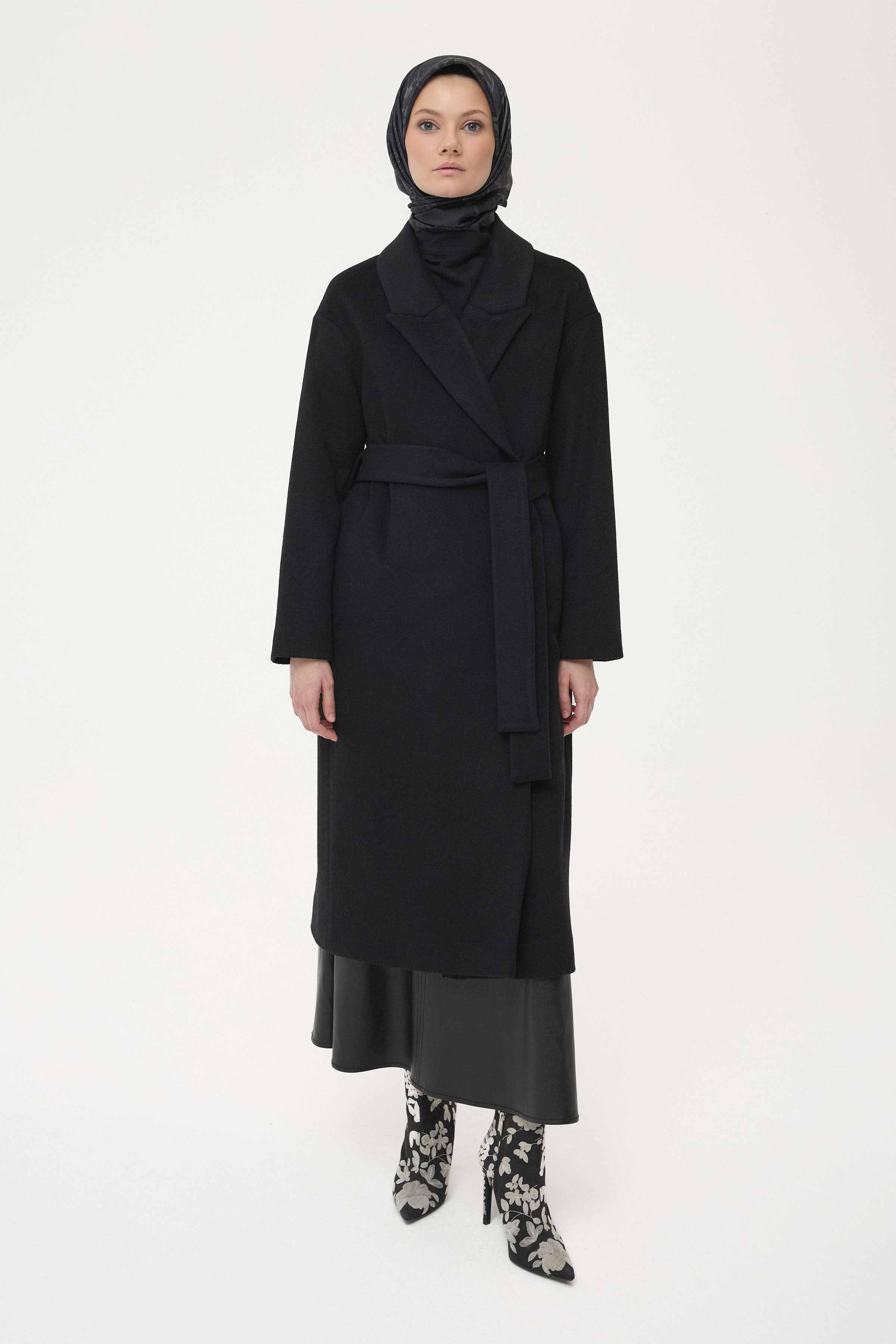 Wool Blend Belted Coat – TUĞBA