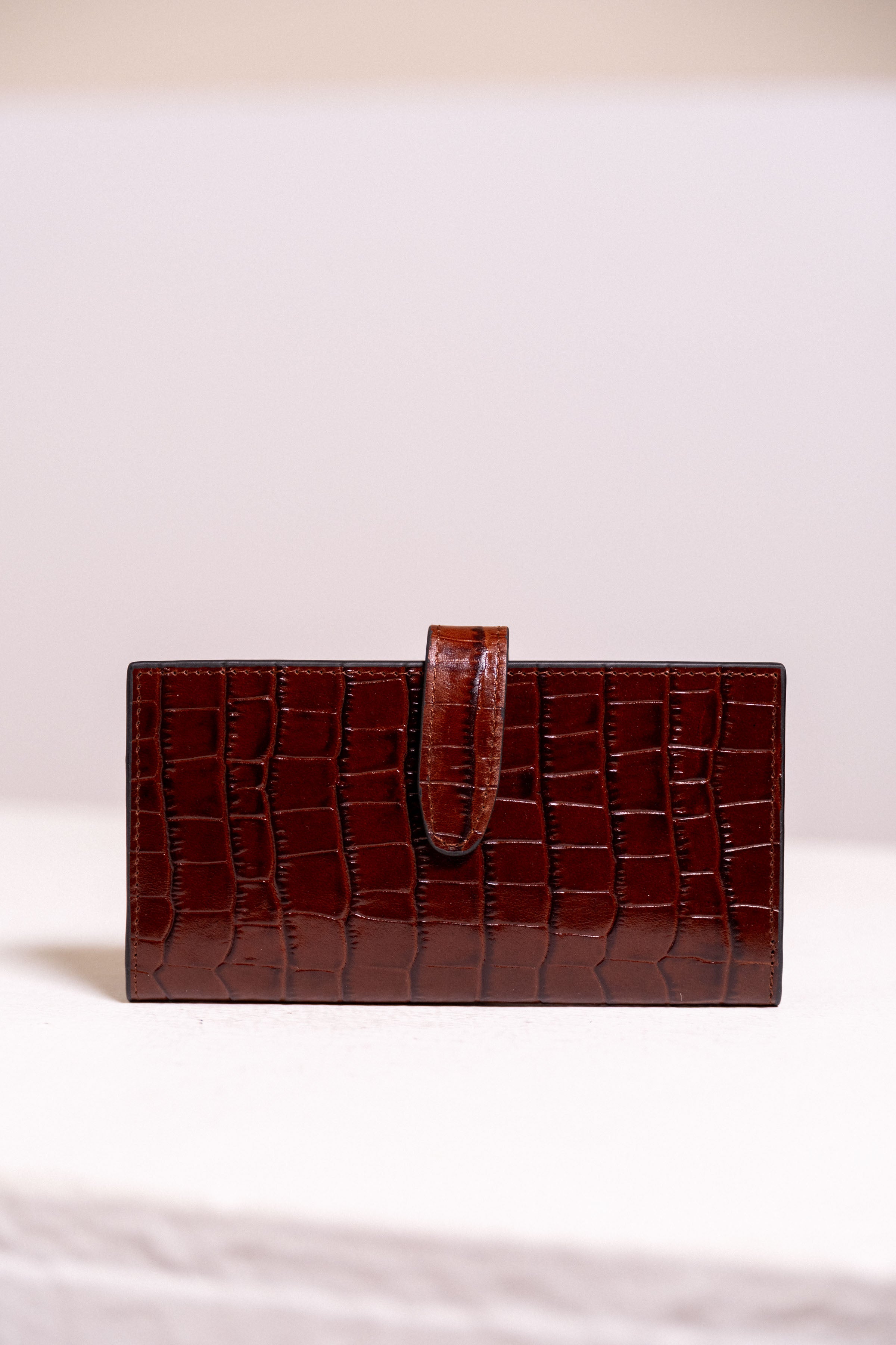 Deri Krokodil Cüzdan - Acı Kahve TUGBA