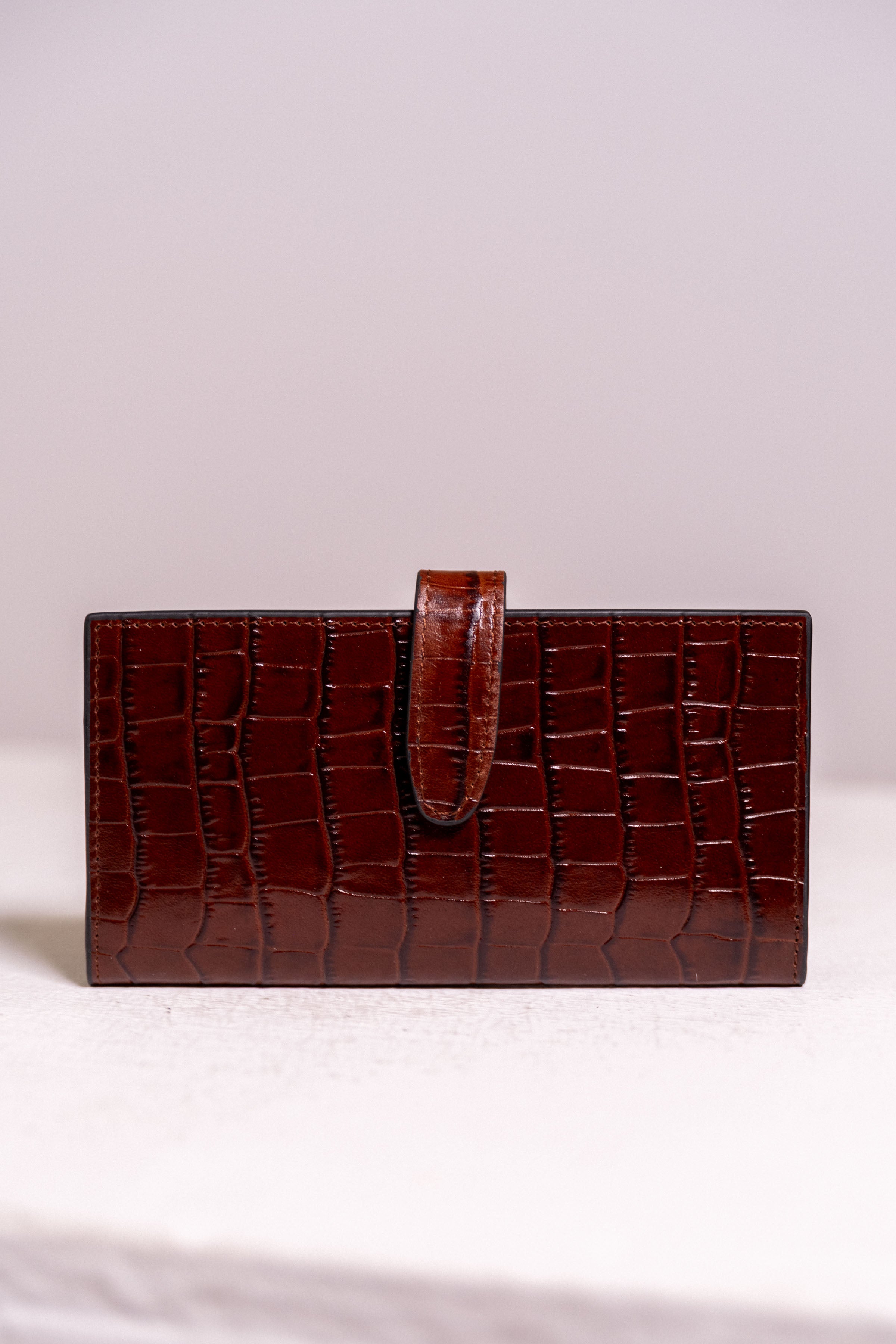 Deri Krokodil Cüzdan - Acı Kahve TUGBA