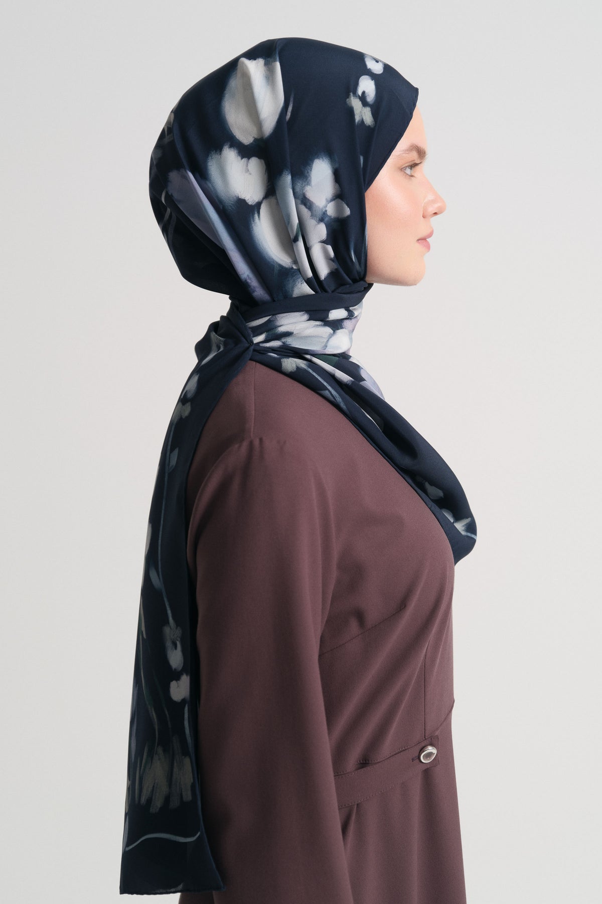 Demet Krep İpek Karışımlı Şal - Lacivert