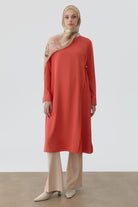 Aller Detaylı Yan Bağlamalı Tunik - Kiremit TUGBA