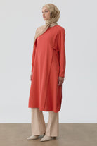 Aller Detaylı Yan Bağlamalı Tunik - Kiremit TUGBA