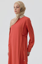 Aller Detaylı Yan Bağlamalı Tunik - Kiremit TUGBA