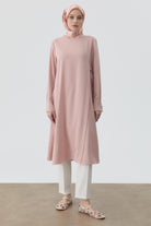 Aller Detaylı Yan Bağlamalı Tunik - Pudra TUGBA