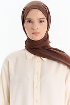 Altıgen Desen Viskon Şal - Kahve TUGBA