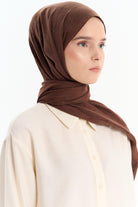 Altıgen Desen Viskon Şal - Kahve TUGBA