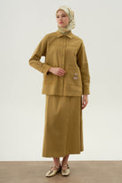 Anvelop Kapamalı Parçalı Etek - Olive TUGBA