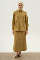 Anvelop Kapamalı Parçalı Etek - Olive TUGBA