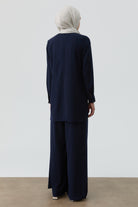 Anvelop Pileli Pantolon - Lacivert TUGBA