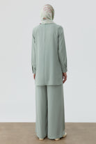 Anvelop Pileli Pantolon - Mint TUGBA