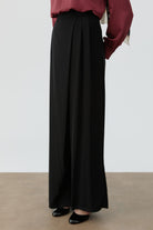 Anvelop Pileli Pantolon - Siyah TUGBA