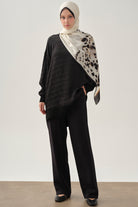 Arka Bel Lastikli Bol Paça Pantolon - Siyah TUGBA