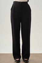 Arka Bel Lastikli Bol Paça Pantolon - Siyah TUGBA