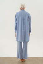 Arka Bel Lastikli Pantolon - Açık Mavi TUGBA