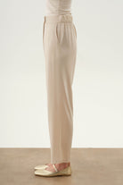 Arka Bel Lastikli Pantolon - Bej TUGBA