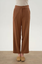 Arka Bel Lastikli Pantolon - Kahve TUGBA