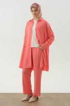 Arka Bel Lastikli Pantolon - Mercan TUGBA