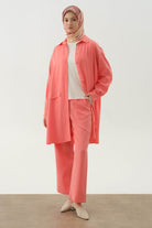 Arka Bel Lastikli Pantolon - Mercan TUGBA