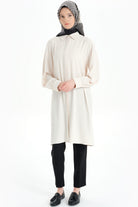 Arkası Pilise Detaylı Tunik - Bej TUGBA