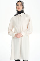 Arkası Pilise Detaylı Tunik - Bej TUGBA