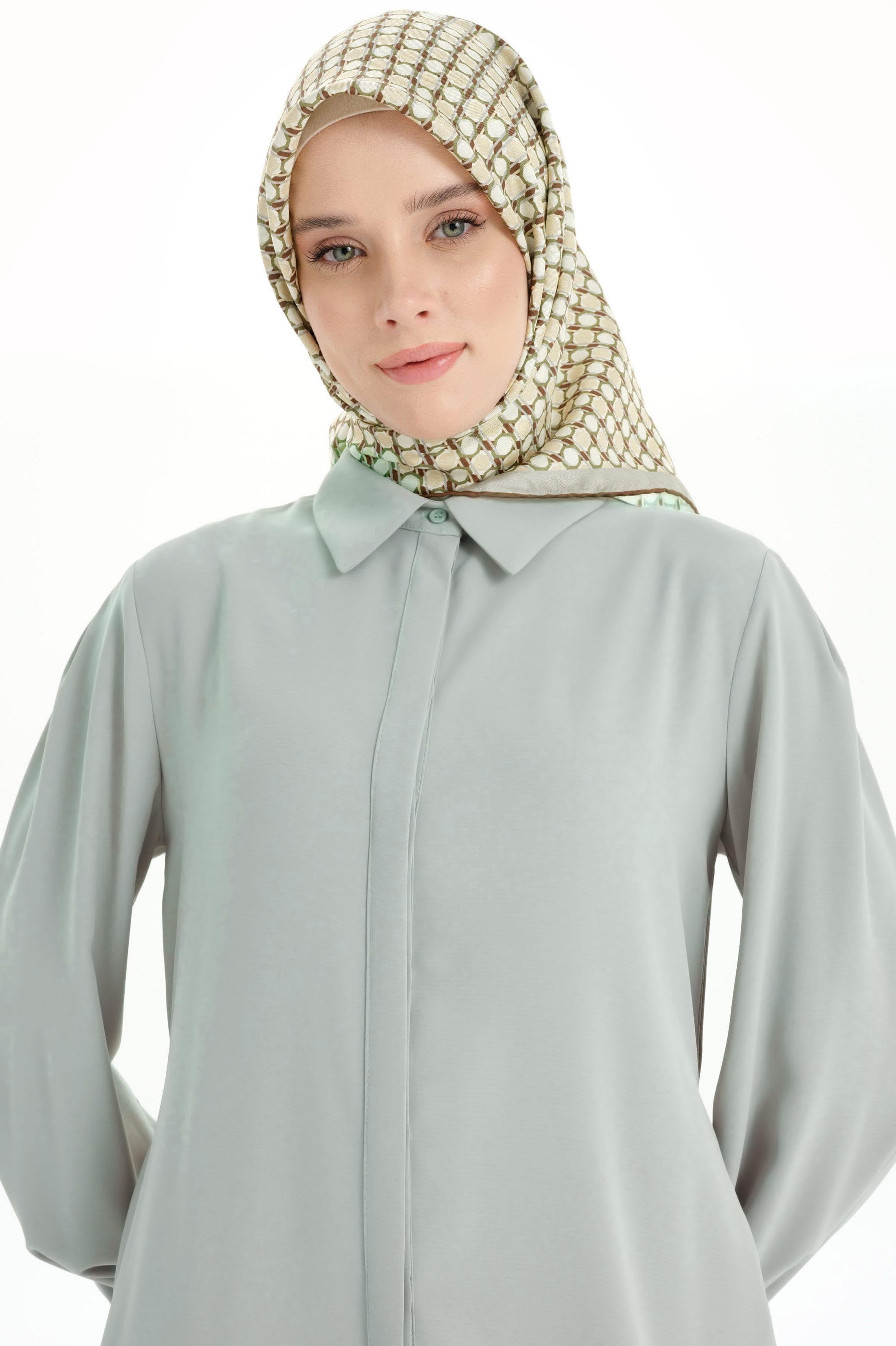 Arkası Pilise Detaylı Tunik - Olive TUGBA