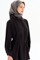 Asimetrik Kol Detaylı Tunik Takım - Siyah TUGBA