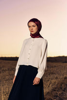 Asimetrik Mini Gömlek Pileli Etek Takım - Ekru - Siyah TUGBA