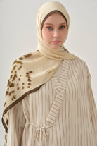 Bağlama Detaylı Çizgili Kimono - Bej TUGBA