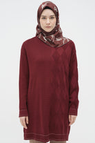 Baklava Desen Triko Tunik - Bordo TUGBA