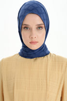 Baklava Desen Pamuk Şal - Lacivert TUGBA