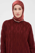 Baklava Desenli Triko Tunik - Bordo TUGBA