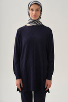 Baklava Desenli Tunik - Lacivert TUGBA