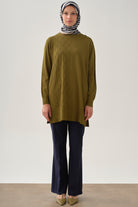 Baklava Desenli Tunik - Olive TUGBA