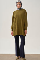 Baklava Desenli Tunik - Olive TUGBA