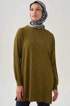 Baklava Desenli Tunik - Olive TUGBA