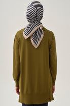 Baklava Desenli Tunik - Olive TUGBA