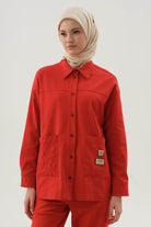 Baklava Dikiş Detaylı Cepli Gömlek - Mercan TUGBA