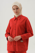 Baklava Dikiş Detaylı Cepli Gömlek - Mercan TUGBA