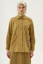 Baklava Dikiş Detaylı Cepli Gömlek - Olive TUGBA
