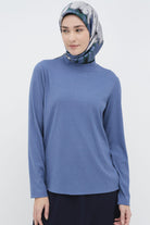 Balıkçı Yakalı Örme Bluz - İndigo TUGBA