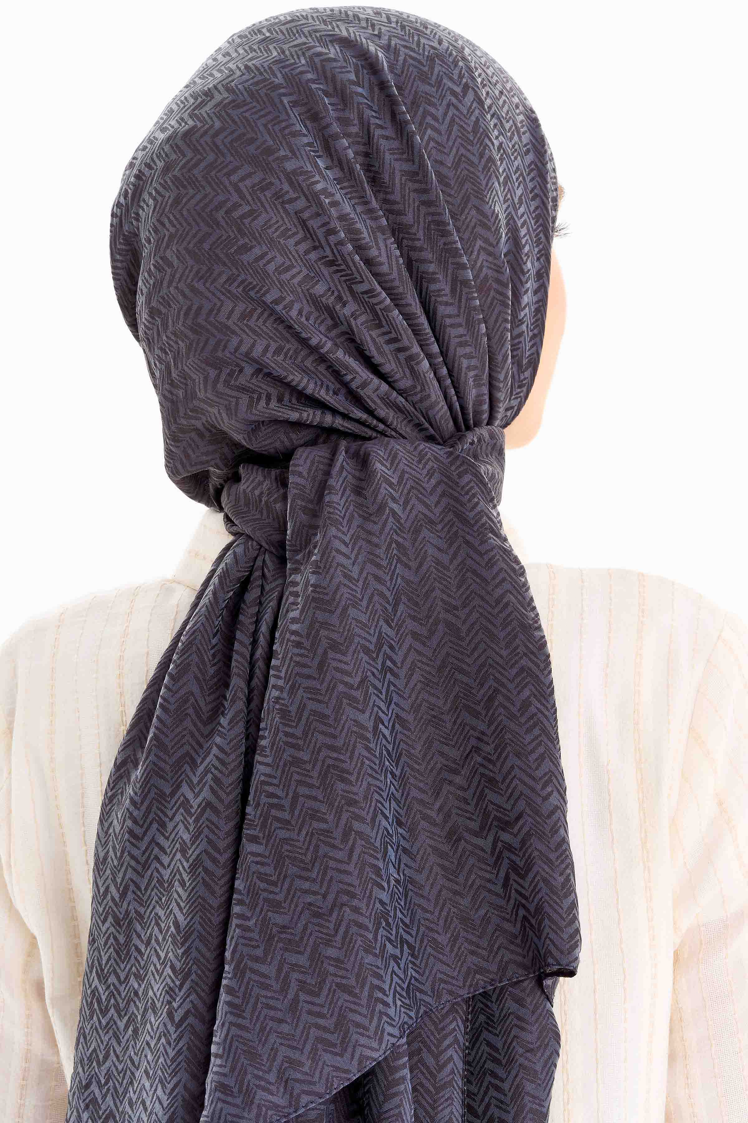 Balıksırtı Desen Viskon Şal - Antrasit TUGBA