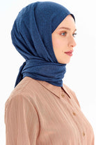 Balıksırtı Desen Viskon Şal - İndigo TUGBA