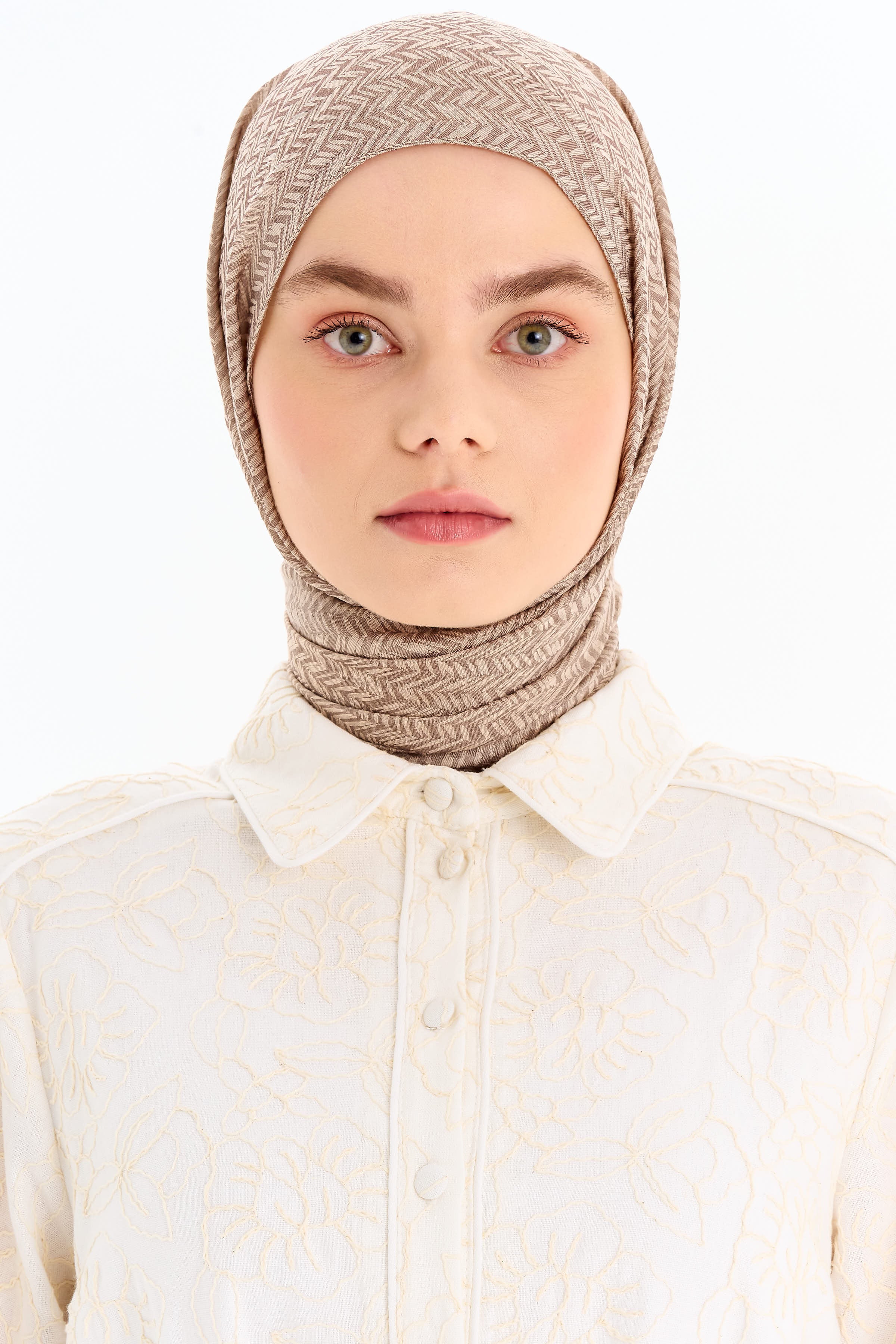 Balıksırtı Desen Viskon Şal - Taş TUGBA