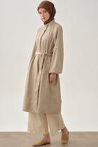 Balon Kollu Kemerli Giy-Çık - Vizon TUGBA