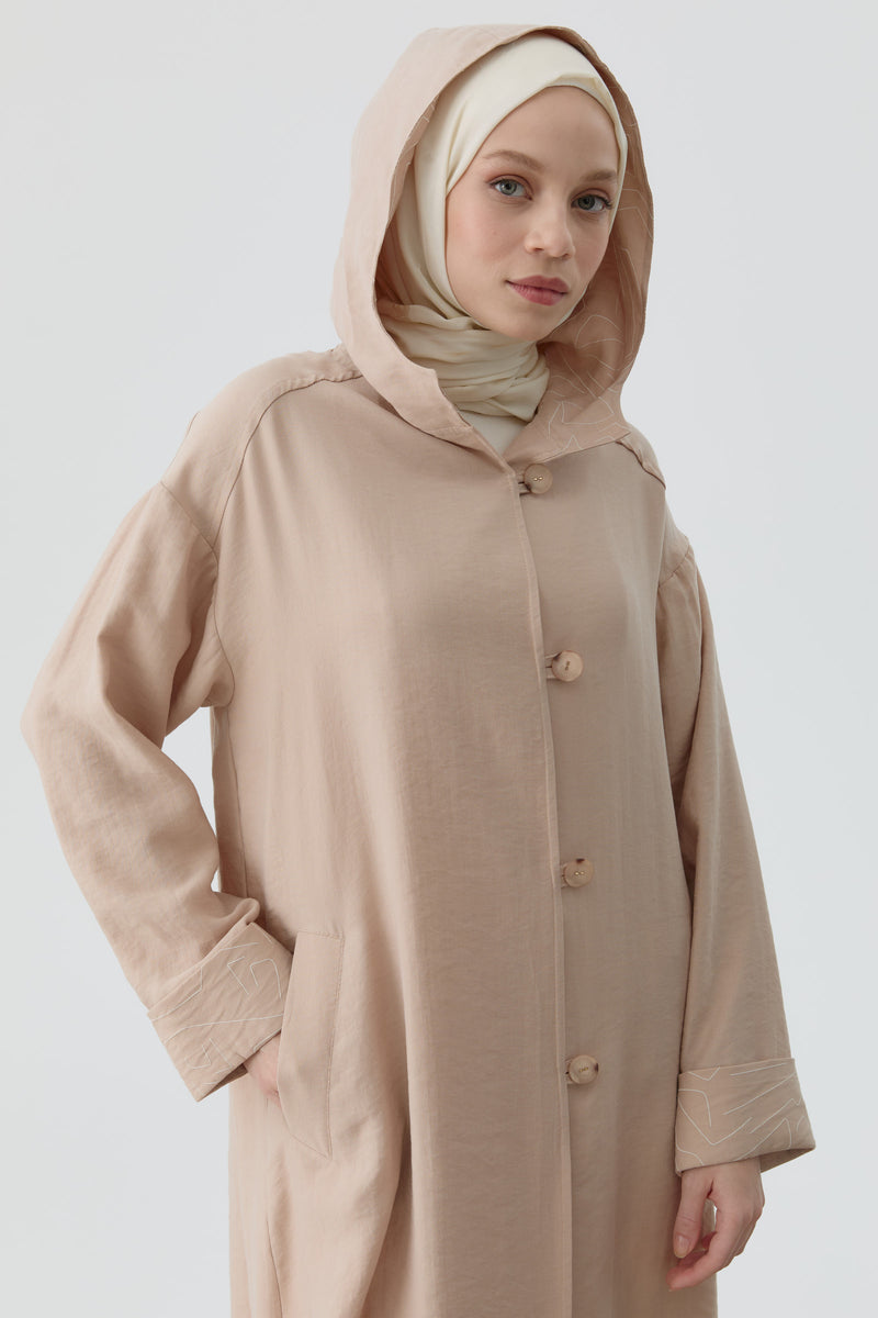 Baskı Desen Detaylı Giy-Çık - Bej TUGBA