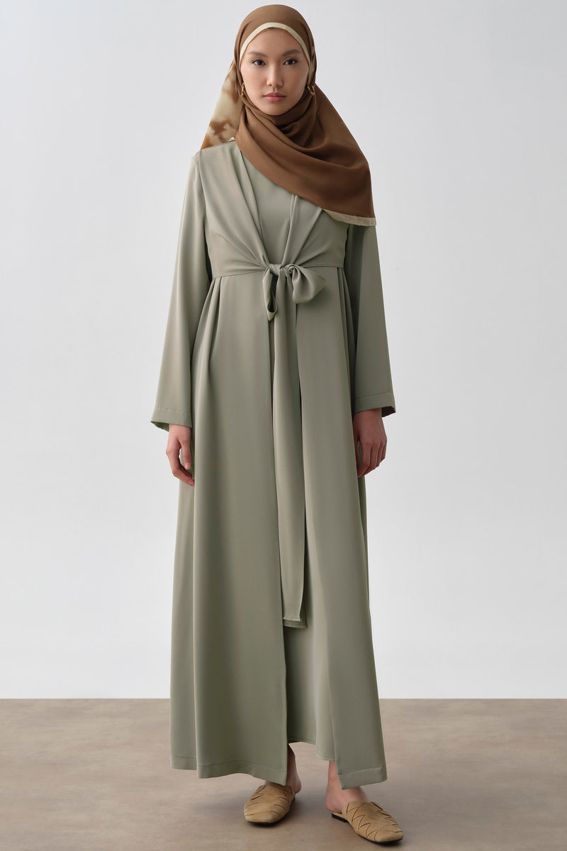 Bel Bağlama Detaylı Abaya - Mint TUGBA