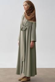 Bel Bağlama Detaylı Abaya - Mint TUGBA